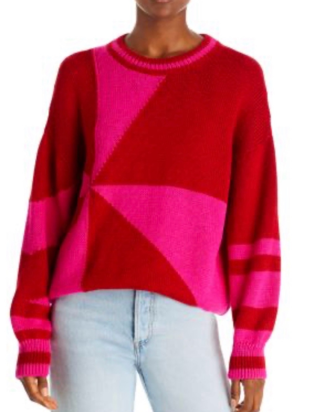 MOTHER the easy drop jumper color block Geometric Crewneck Sweater - Picture 3 of 10